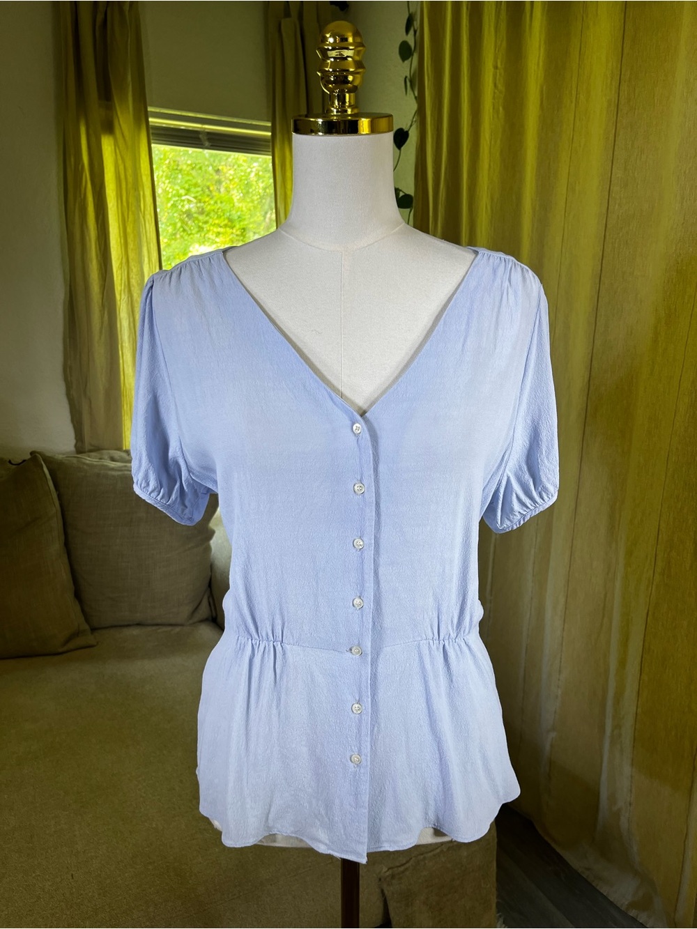 J. Crew Peplum Top Button-Front V-Neck Blouse 8T